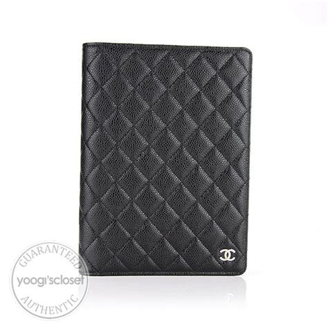 chanel black leather agenda notebook